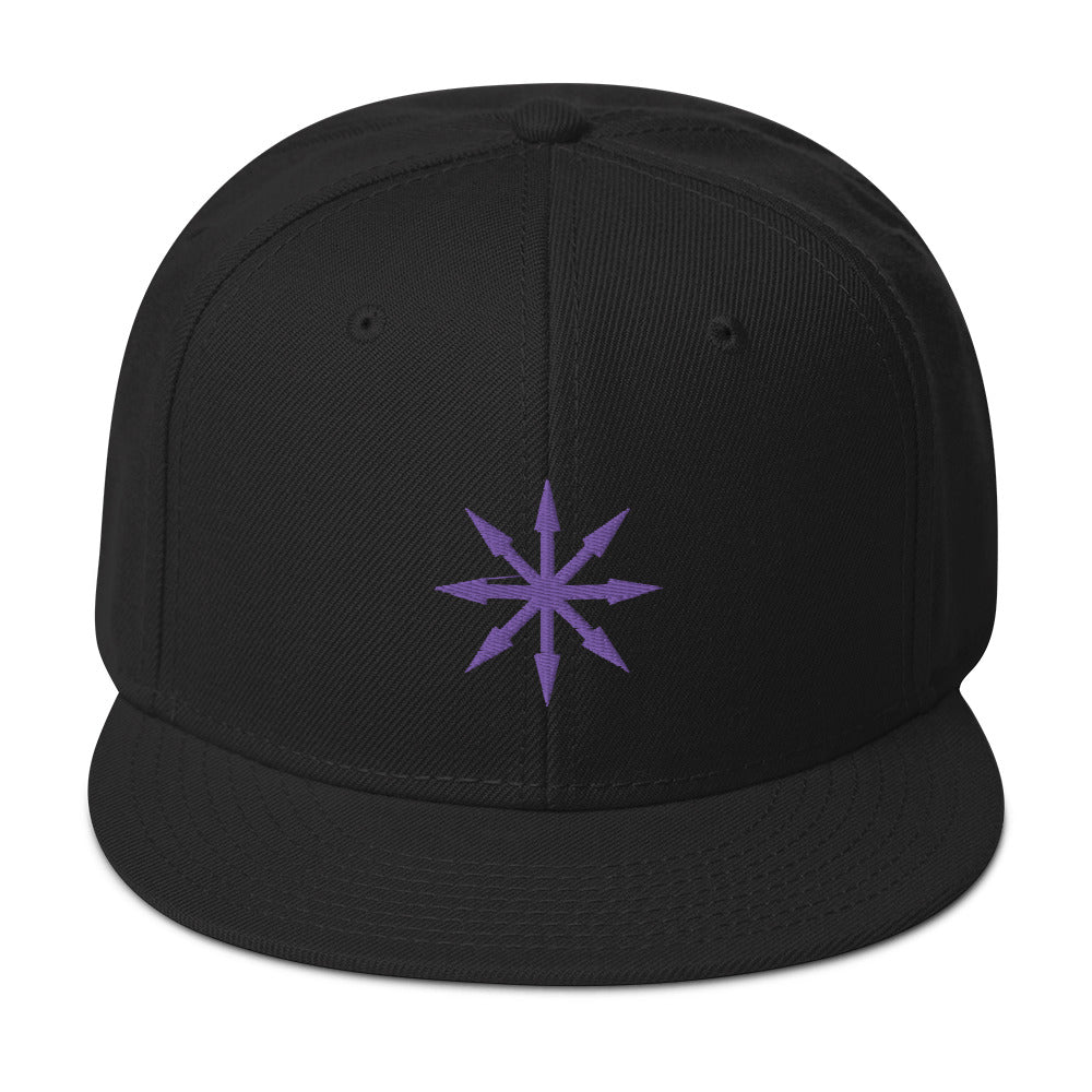 Purple The Symbol of Chaos Embroidered Flat Bill Cap Snapback Hat