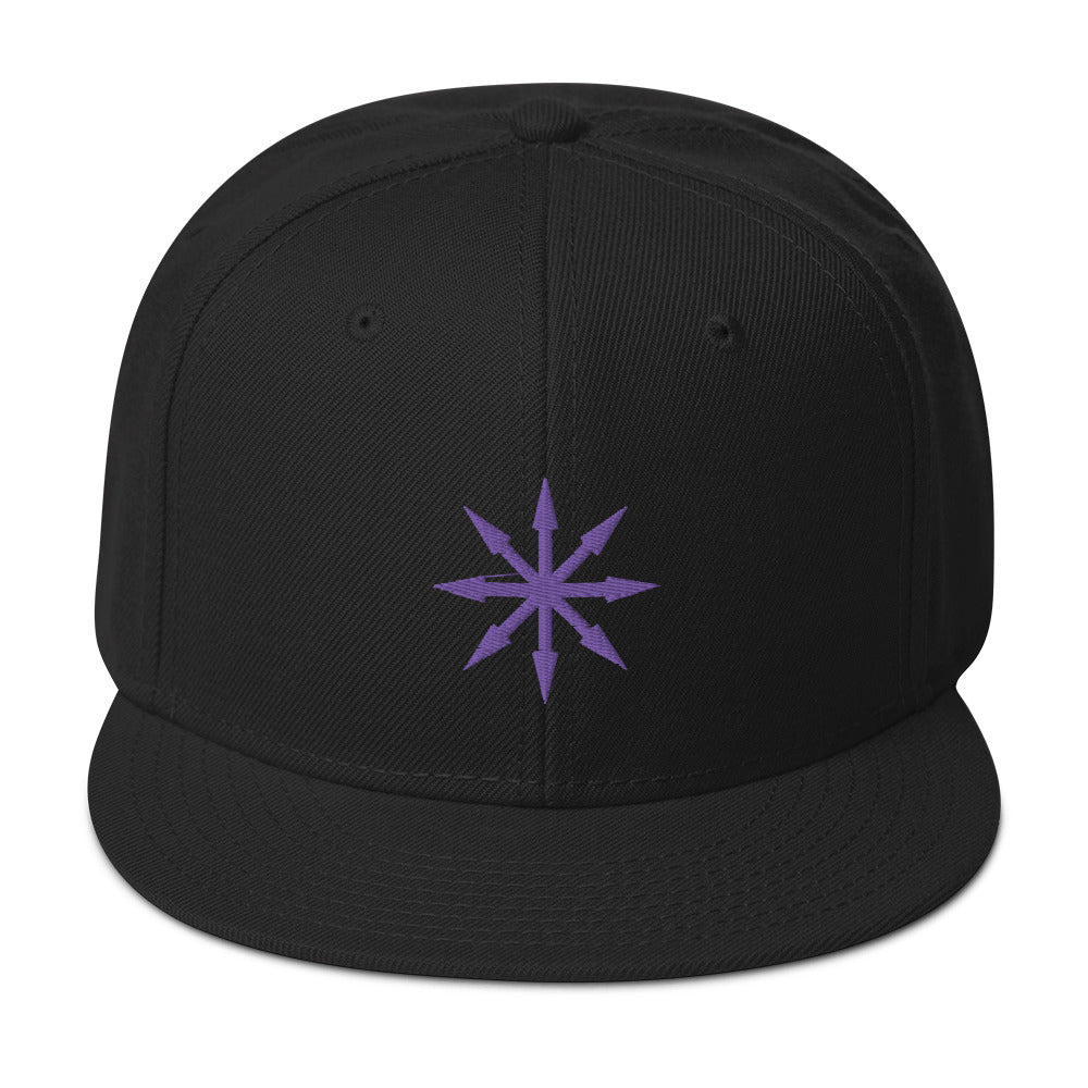 Purple The Symbol of Chaos Embroidered Flat Bill Cap embroidered snapback hat, product image 4