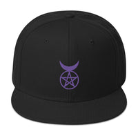 Purple Horned God Neopaganism Symbol Embroidered Flat Bill Cap embroidered snapback hat, product image 4