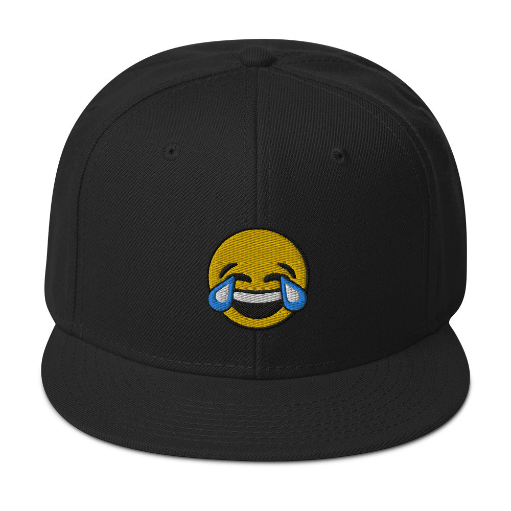 Tears of Joy Emoji Crying Emoticon Embroidered Flat Bill Cap embroidered snapback hat, product image 4
