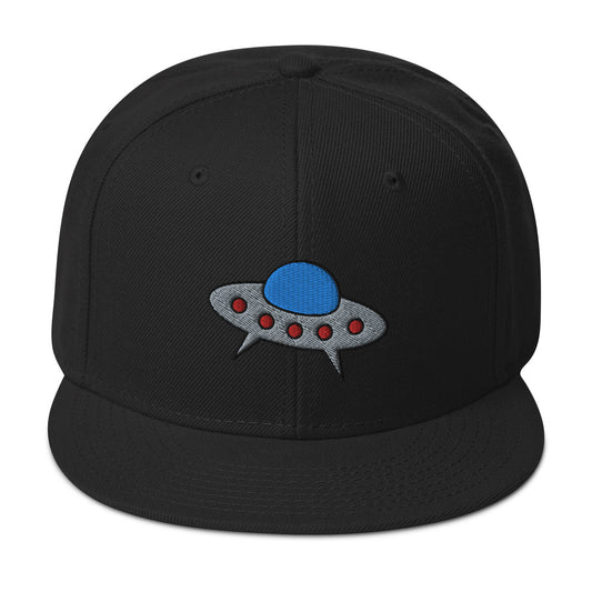 Space Alien Ship UFO Flying Saucer Embroidered Flat Bill Cap embroidered snapback hat, product image 1