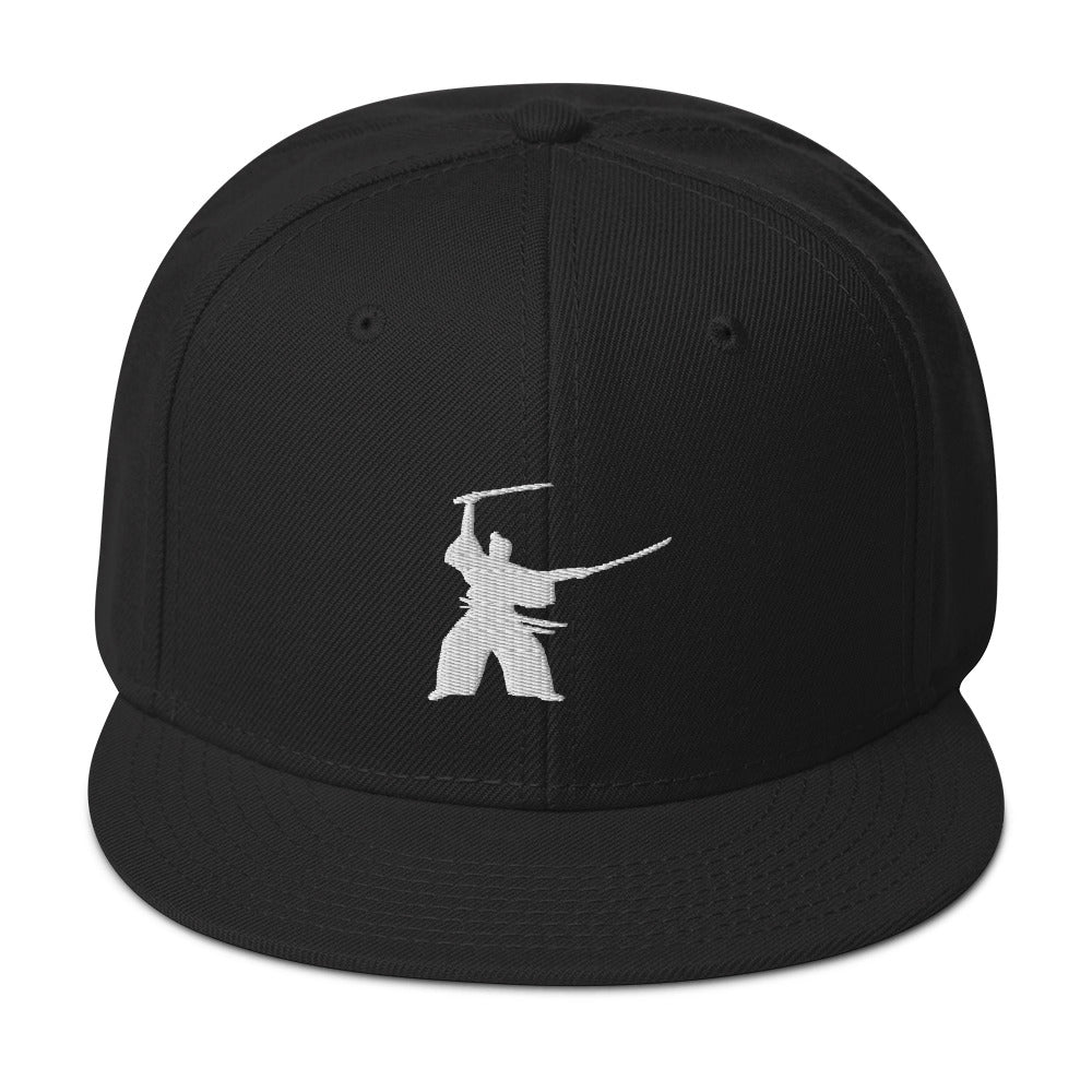 Samurai Two Sword Technique Embroidered Flat Bill Cap embroidered snapback hat, product image 4