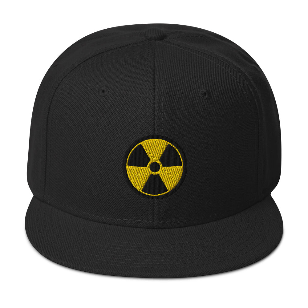 Radioactive Sign Embroidered Doomsday Prepper Flat Bill Cap Snapback Hat