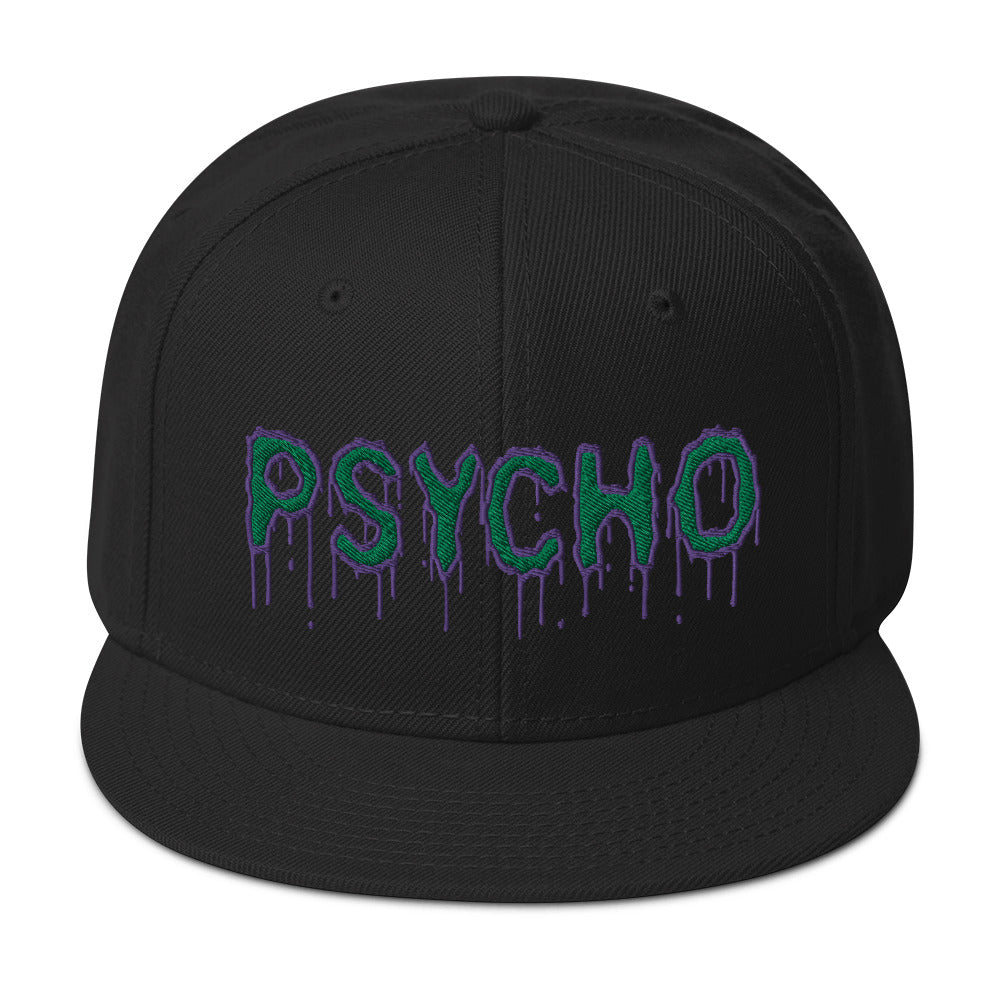 Psychobilly Horror Psycho Embroidered Flat Bill Cap embroidered snapback hat, product image 4