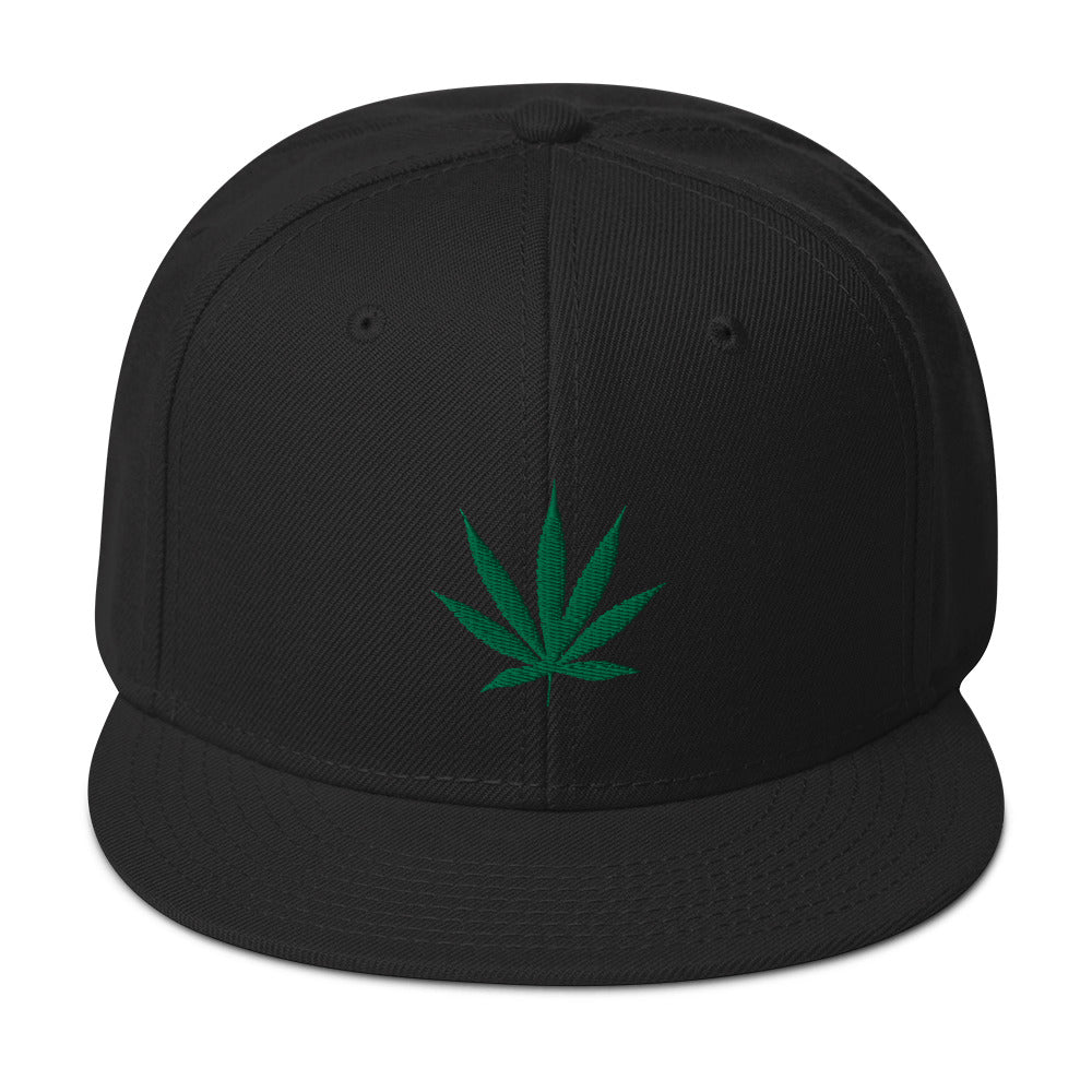 Pot Leaf Marijuana Embroidered Cannabis Flat Bill Cap embroidered snapback hat, product image 4