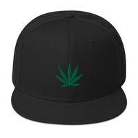Pot Leaf Marijuana Embroidered Cannabis Flat Bill Cap embroidered snapback hat, product image 4