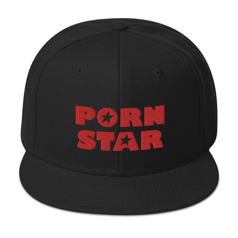 Red Porn Star Logo Embroidered Flat Bill Cap embroidered snapback hat, product image 4