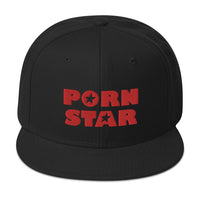 Red Porn Star Logo Embroidered Flat Bill Cap embroidered snapback hat, product image 4