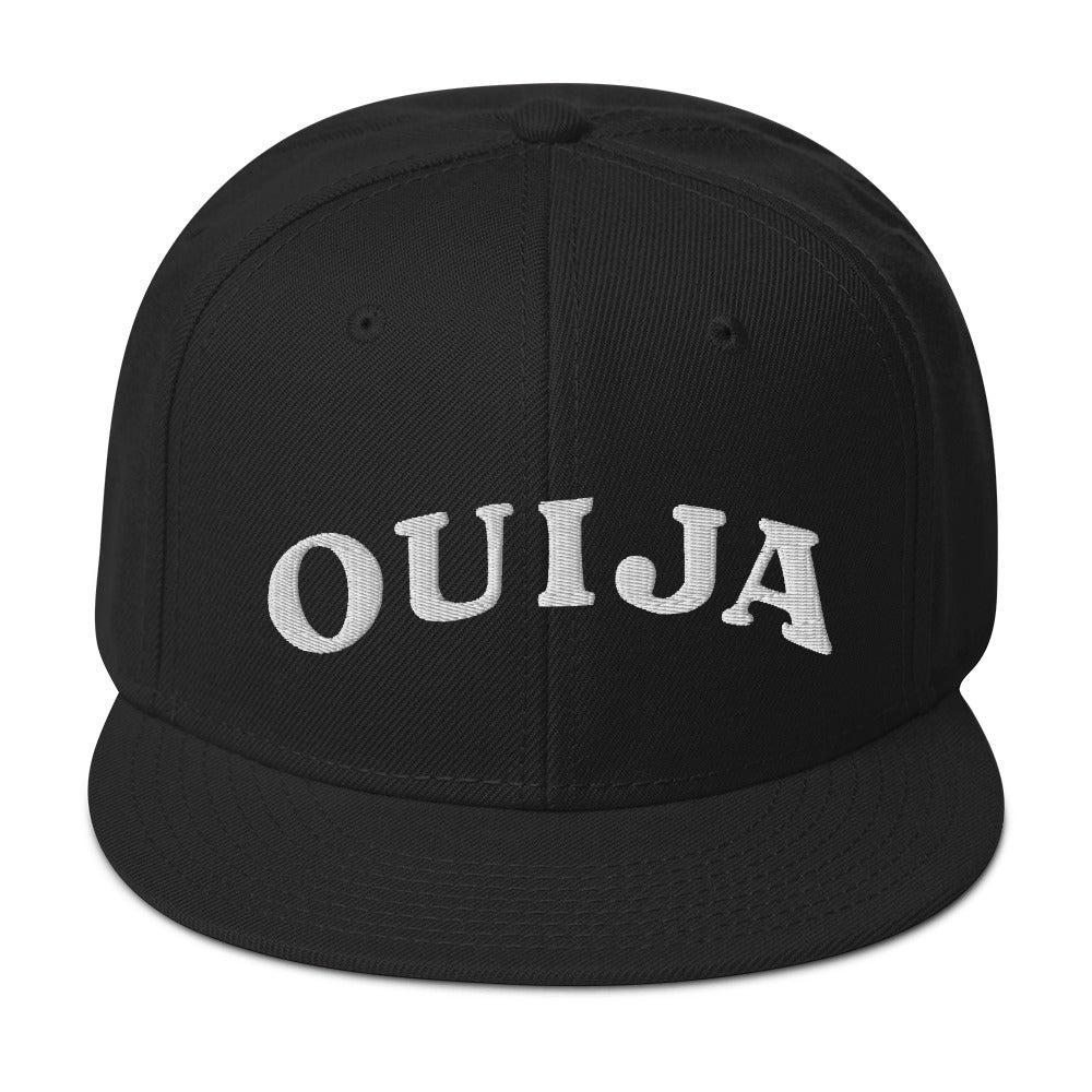 White Ouija Spirit Board Words Embroidered Flat Bill Cap embroidered snapback hat, product image 3