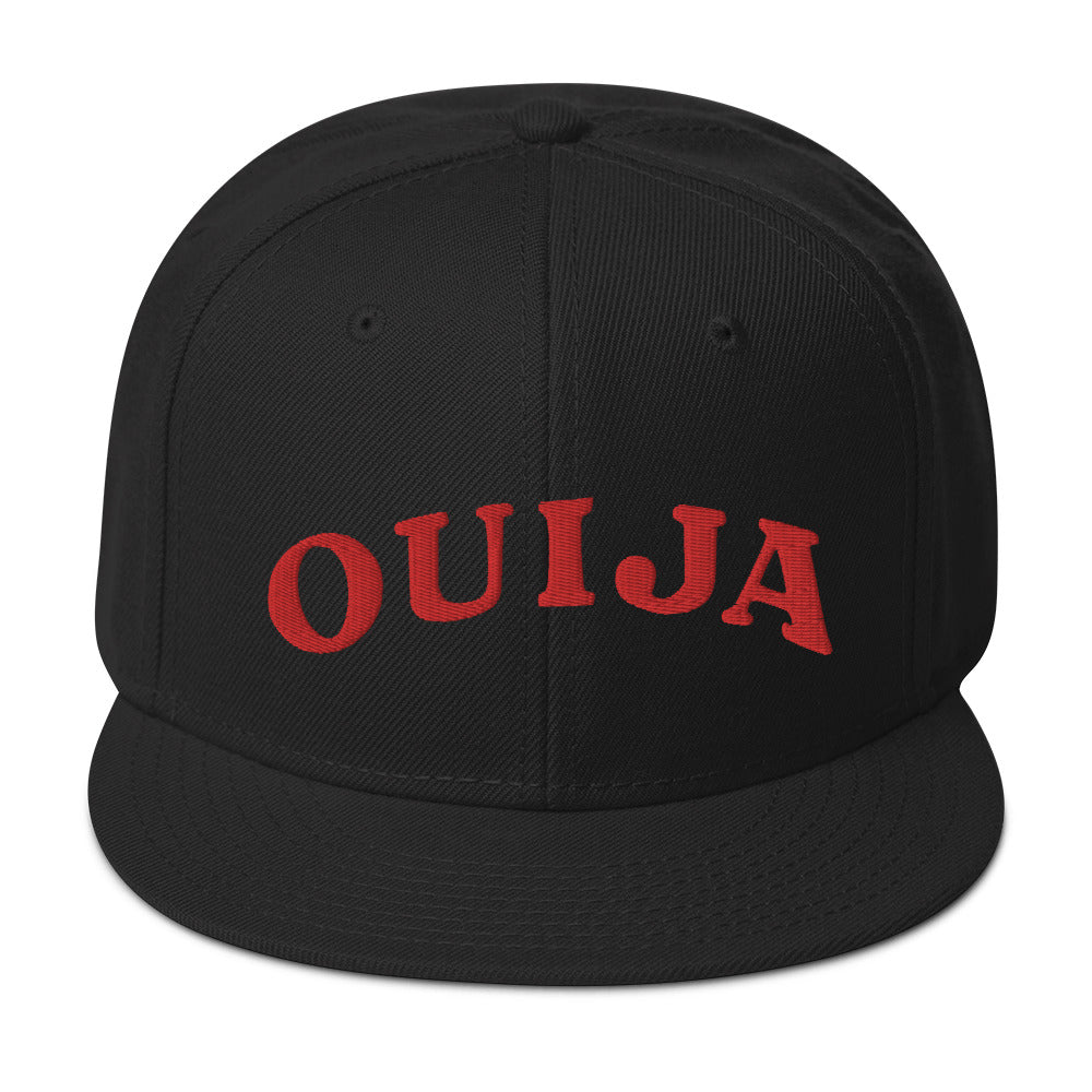 Red Ouija Spirit Board Words Embroidered Flat Bill Cap Snapback Hat
