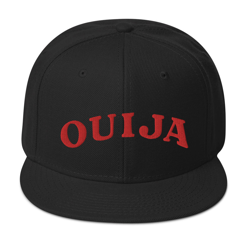 Red Ouija Spirit Board Words Embroidered Flat Bill Cap embroidered snapback hat, product image 4