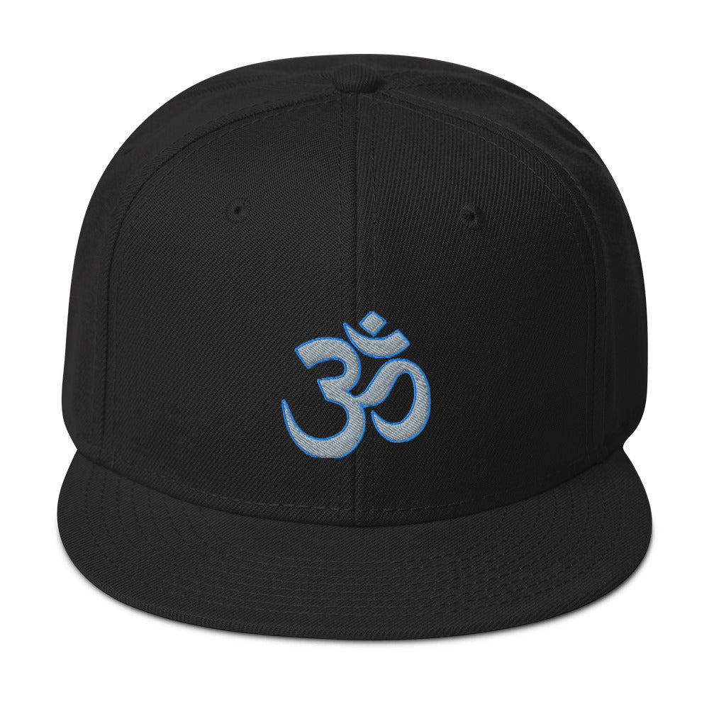 Grey OM Sacred Spiritual Symbol Embroidered Flat Bill Cap embroidered snapback hat, product image 4