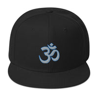Grey OM Sacred Spiritual Symbol Embroidered Flat Bill Cap embroidered snapback hat, product image 4