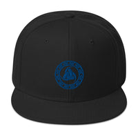 Blue Odin's Knot – The Valknut Embroidered Celtic Flat Bill Hat embroidered snapback hat, product image 4