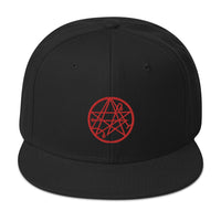 Red Necronomicon Symbol Book of Dead Embroidered Flat Bill Cap embroidered snapback hat, product image 4