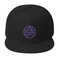 Purple Necronomicon Symbol Book of Dead Embroidered Flat Bill Cap embroidered snapback hat, product image 4