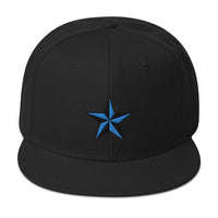 Blue Nautical North Star Embroidered Flat Bill Cap embroidered snapback hat, product image 4