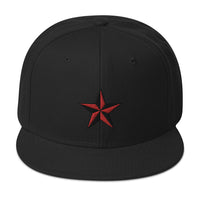 Red Nautical North Star Embroidered Flat Bill Cap embroidered snapback hat, product image 4