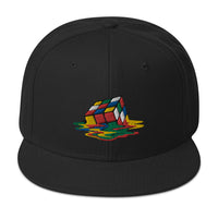Melting Speed Cube Gaming Puzzle Box Embroidered Flat Bill Cap embroidered snapback hat, product image 4