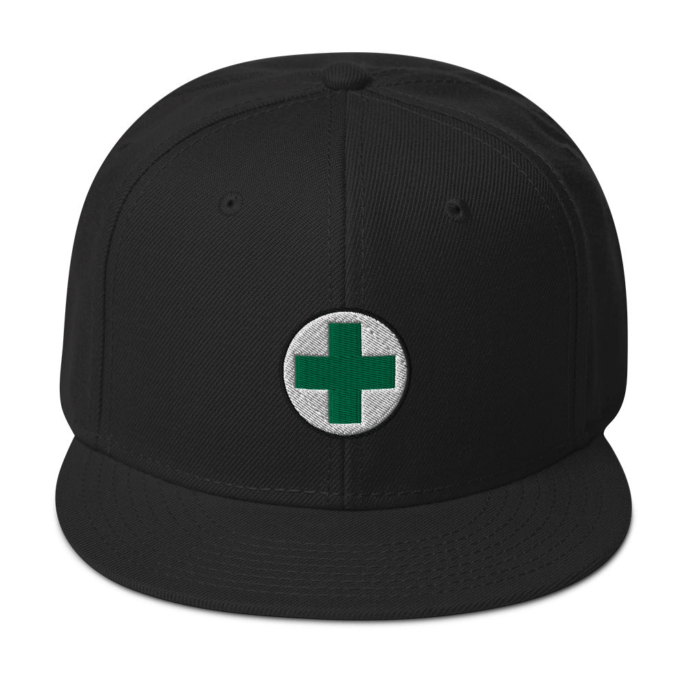 Medical Marijuana Symbol Embroidered Flat Bill Cap embroidered snapback hat, product image 4