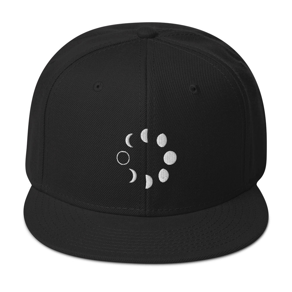 Lunar Moon Phases Embroidered Flat Bill Cap Snapback Hat