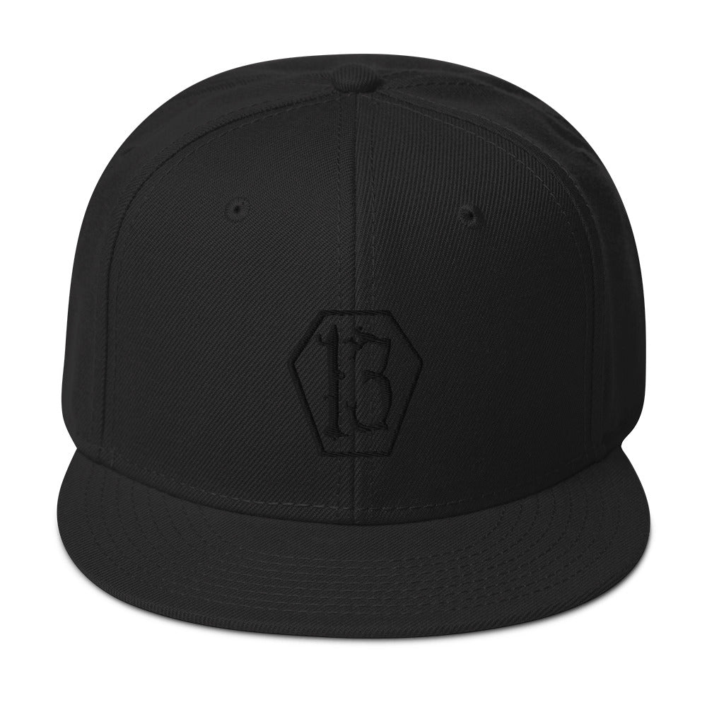 Black Coffin Number 13 Goth # Thirteen Embroidered Flat Bill Cap Snapback Hat