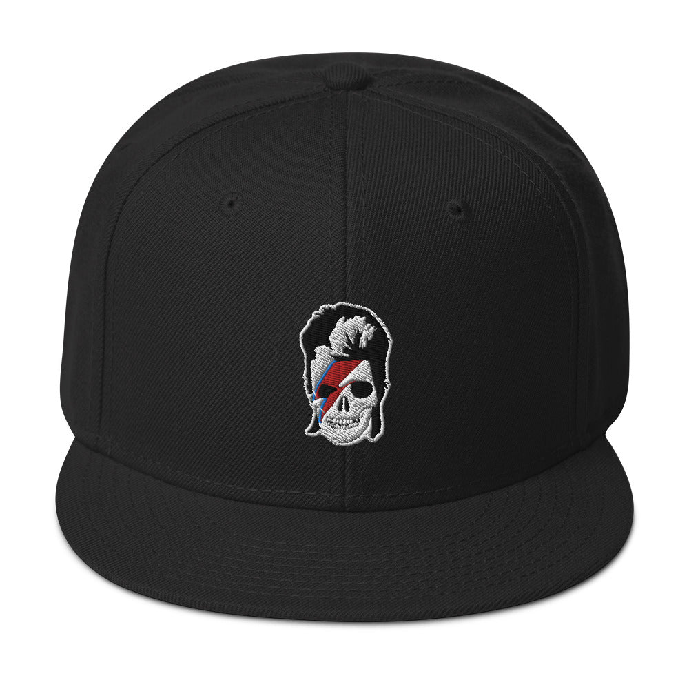 Lightning Bolt Skull David Bowie Embroidered Flat Bill Cap embroidered snapback hat, product image 4