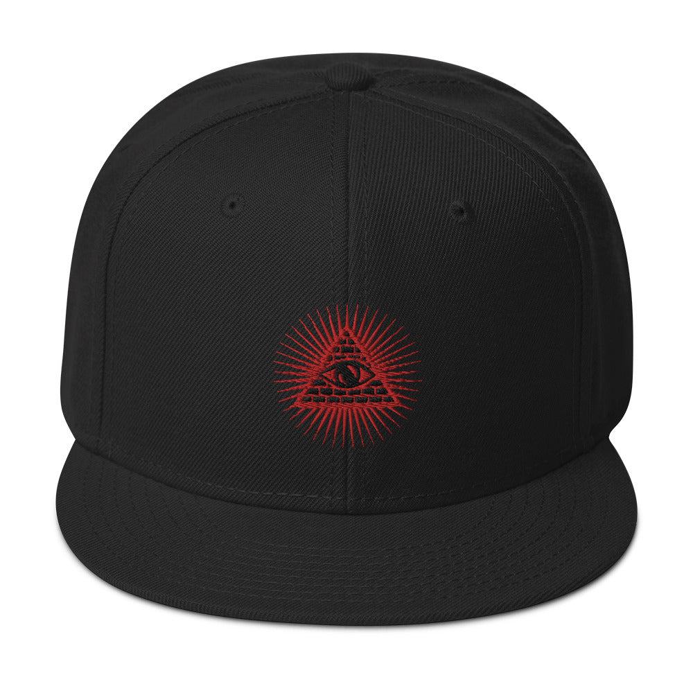 Red Illuminati All Seeing Psychic Eye Embroidered Flat Bill Cap embroidered snapback hat, product image 4