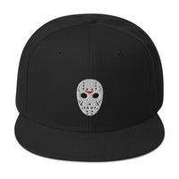 Horror Hockey Mask Embroidered Flat Bill Cap embroidered snapback hat, product image 4