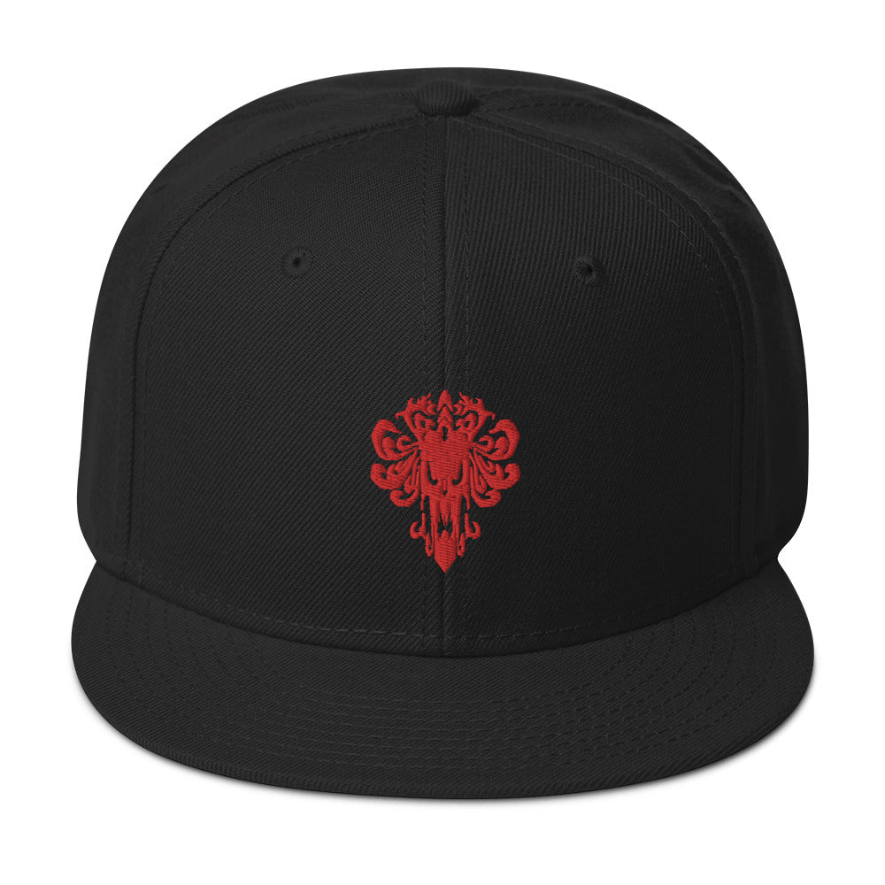 Red Haunted Mansion Demon Wallpaper Embroidered Flat Bill Cap embroidered snapback hat, product image 3