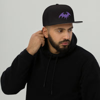 Purple Halloween Gothic Vampire Bat Embroidered Flat Bill Cap embroidered snapback hat, product image 3