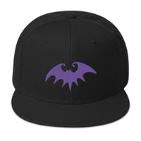 Purple Halloween Gothic Vampire Bat Embroidered Flat Bill Cap embroidered snapback hat, product image 4