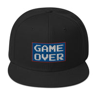 Game Over 8 Bit Embroidered 80's Retro Style Flat Bill Cap embroidered snapback hat, product image 4