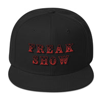 Red Circus Freak Show Embroidered Flat Bill Cap embroidered snapback hat, product image 4