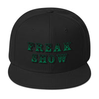 Green Circus Freak Show Embroidered Flat Bill Cap embroidered snapback hat, product image 4