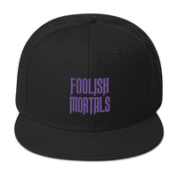 Purple Foolish Mortals Haunted Mansion Embroidered Flat Bill Cap embroidered snapback hat, product image 4