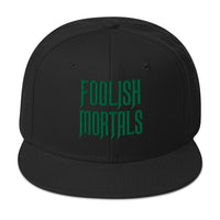 Green Foolish Mortals Haunted Mansion Embroidered Flat Bill Cap embroidered snapback hat, product image 4