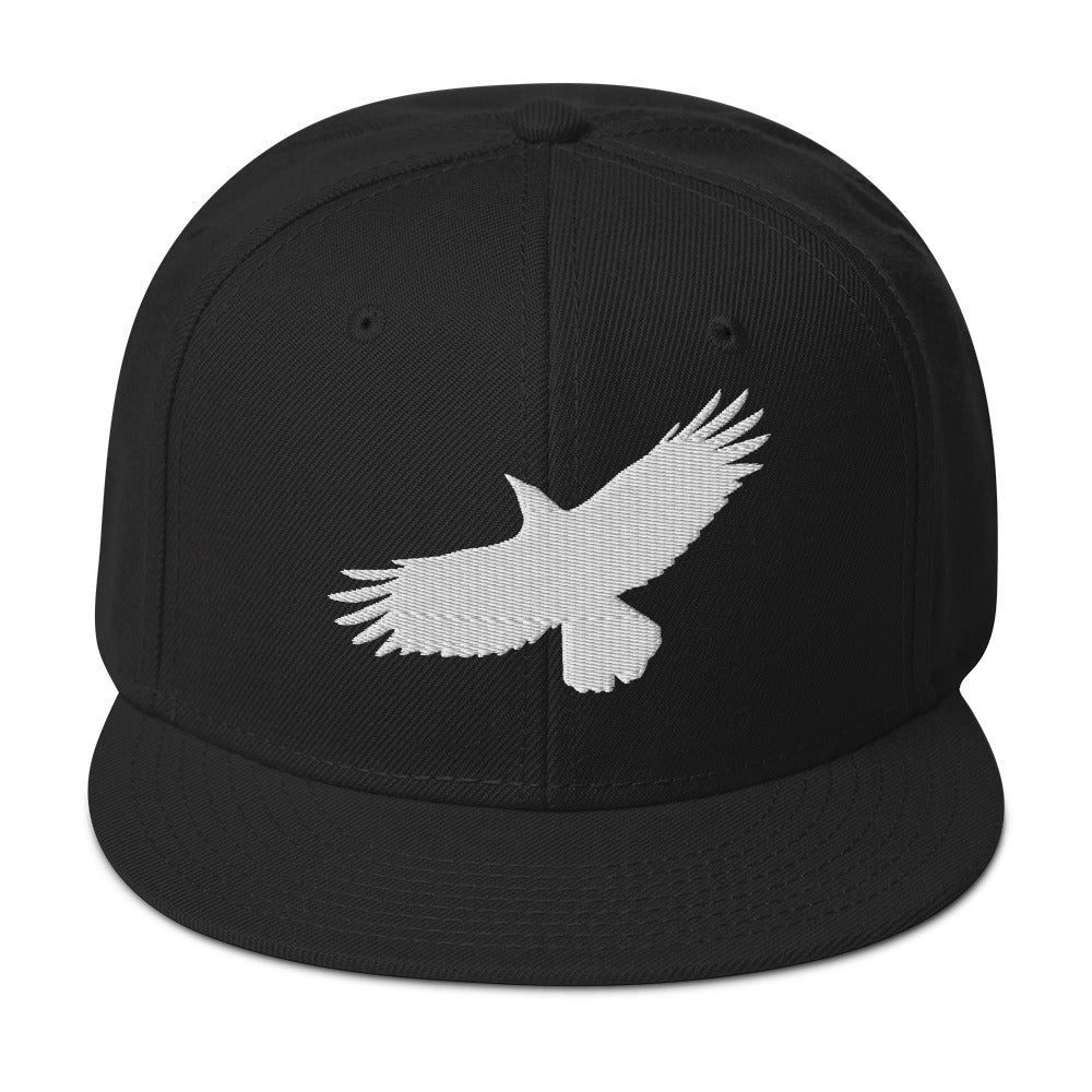 Flying Raven Black Bird Embroidered Flat Bill Cap embroidered snapback hat, product image 4