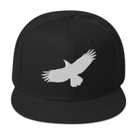 Flying Raven Black Bird Embroidered Flat Bill Cap embroidered snapback hat, product image 4