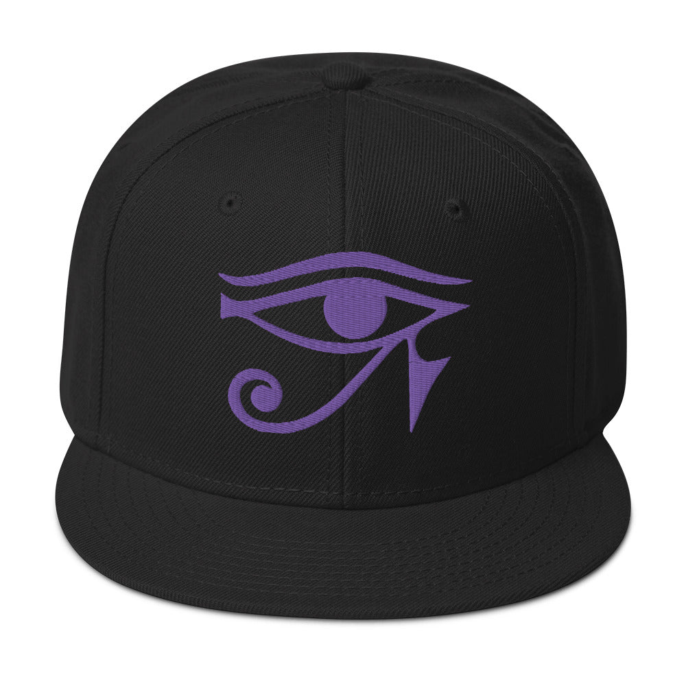 Purple Eye of Ra Egyptian Goddess Embroidered Flat Bill Cap embroidered snapback hat, product image 4