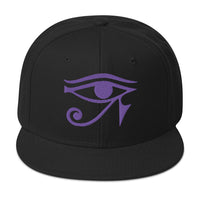 Purple Eye of Ra Egyptian Goddess Embroidered Flat Bill Cap embroidered snapback hat, product image 4