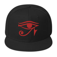 Red Eye of Ra Egyptian Goddess Embroidered Flat Bill Cap embroidered snapback hat, product image 4