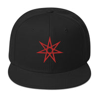 Red Elven Star Witchcraft Symbol Embroidered Flat Bill Cap embroidered snapback hat, product image 4