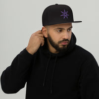 Purple Elven Star Witchcraft Symbol Embroidered Flat Bill Cap embroidered snapback hat, product image 3