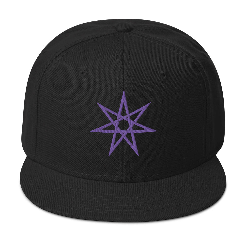 Purple Elven Star Witchcraft Symbol Embroidered Flat Bill Cap embroidered snapback hat, product image 4