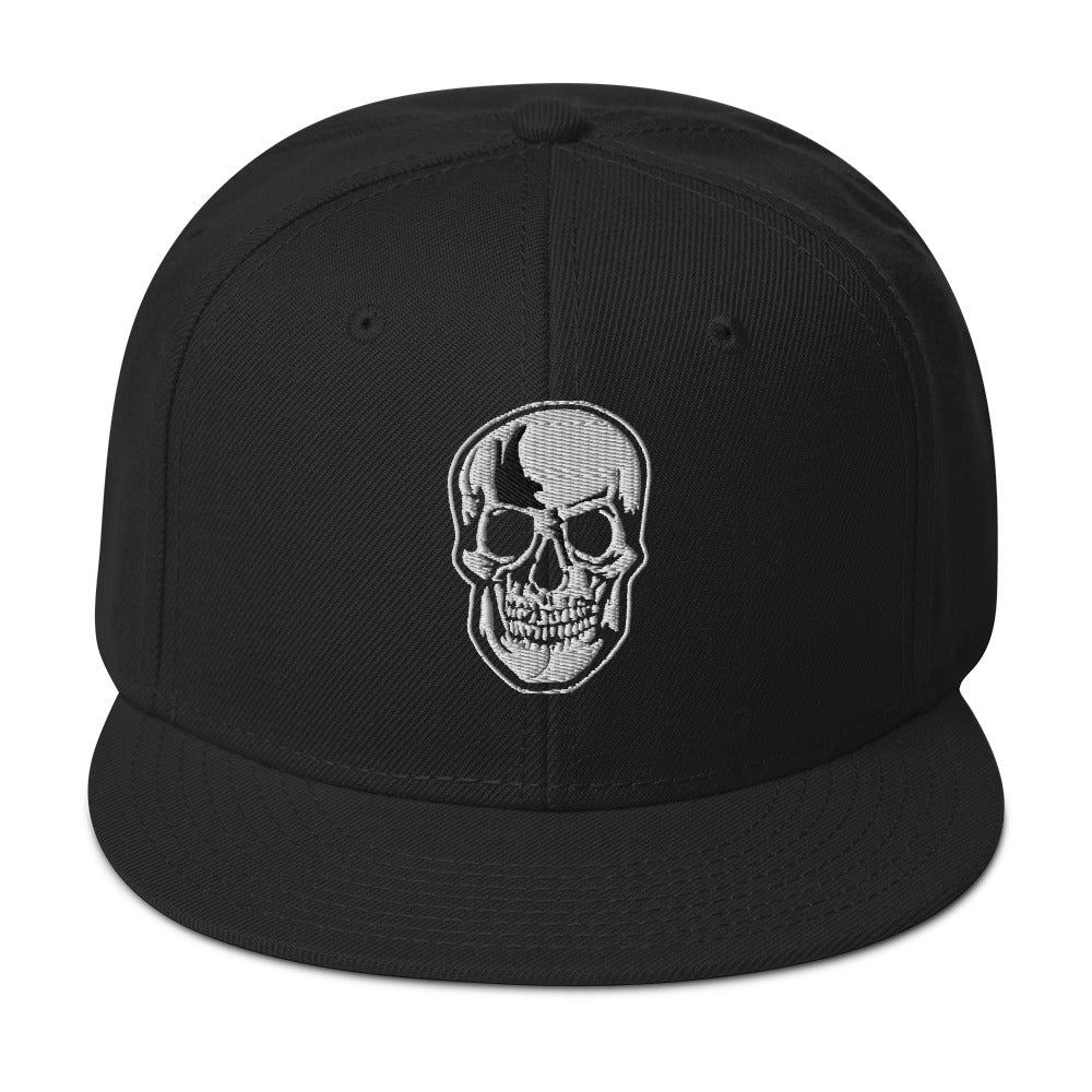 Death Skull Embroidered Horror Style Flat Bill Cap embroidered snapback hat, product image 4
