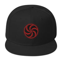Red Deadly Swirl Spike Symbol Embroidered Flat Bill Cap embroidered snapback hat, product image 4