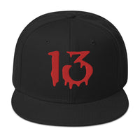 Bloody Number Thirteen 13 Lucky Halloween Embroidered Flat Bill Cap embroidered snapback hat, product image 4