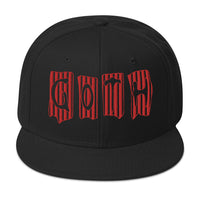 Black and Red Vertical Stripe Goth Embroidered Flat Bill Cap embroidered snapback hat, product image 4