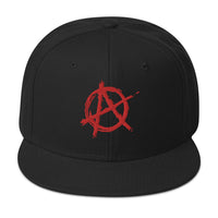 Red Anarchy Sign Punk Rock Chaos Embroidered Flat Bill Cap embroidered snapback hat, product image 4